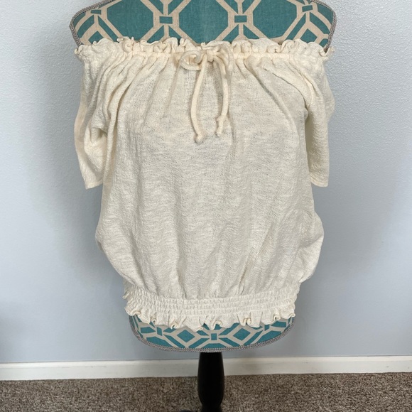 Madewell Texture & Thread Drawstring Top size Small Cream - Picture 2 of 6